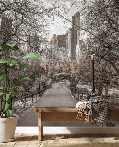 Central Park Winter Walk Baggrund Mural Central Park Winter Walk Baggrund Mural