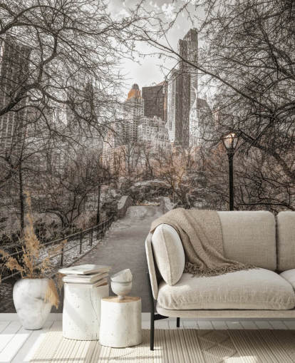Central Park Winter Walk Baggrund Mural Central Park Winter Walk Baggrund Mural