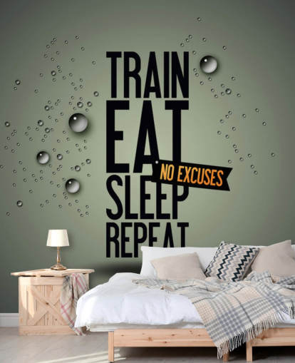 tilpassbart motivasjonstapet veggmaleri kalt Motivating Gym for treningssentre, idrettsklubber og treningssentre tilpassbart motivasjonstapet veggmaleri kalt Motivating Gym for treningssentre, idrettsklubber og treningssentre