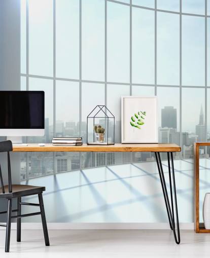 Vista da janela redonda do papel de parede da cidade Vista da janela redonda do papel de parede da cidade