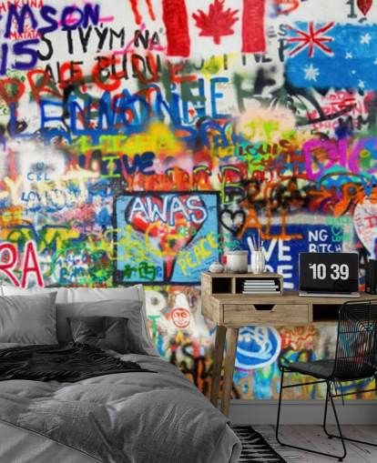 colourful graffiti wallpaper mural called Graffiti Panorama for teen bedrooms colourful graffiti wallpaper mural called Graffiti Panorama for teen bedrooms