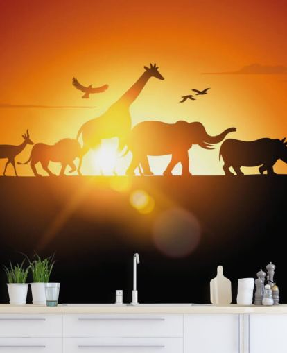 Afrikanische Tiere Cartoon Sonnenuntergang Wallpaper Afrikanische Tiere Cartoon Sonnenuntergang Wallpaper