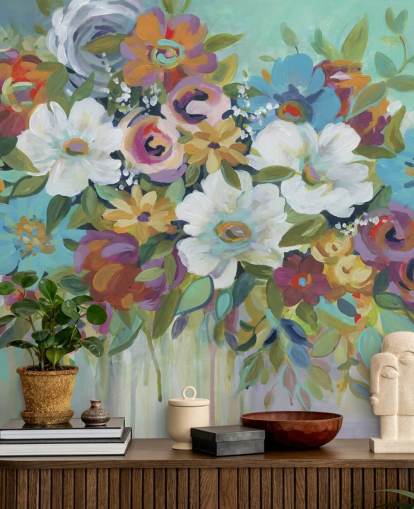 Colourful Painted Bouquet Wallpaper Colourful Painted Bouquet Wallpaper