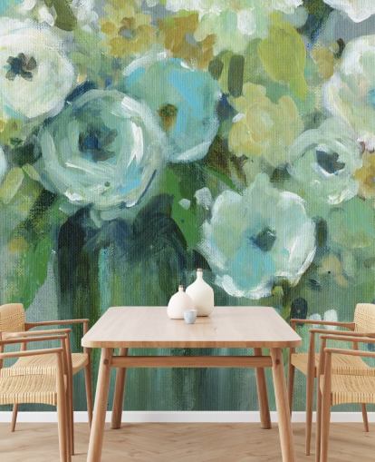 Decorazione murale con fiori verdi in un vaso Decorazione murale con fiori verdi in un vaso