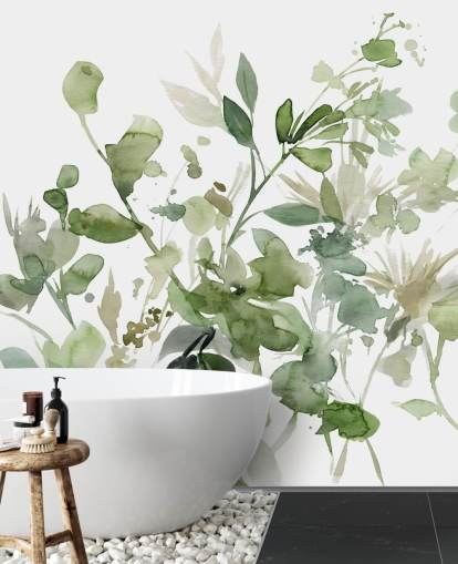 Grün-weiße, individuell gestaltbare Gartentapete namens Garden Sage von Carol Robinson für Schlafzimmer oder Lounges Grün-weiße, individuell gestaltbare Gartentapete namens Garden Sage von Carol Robinson für Schlafzimmer oder Lounges