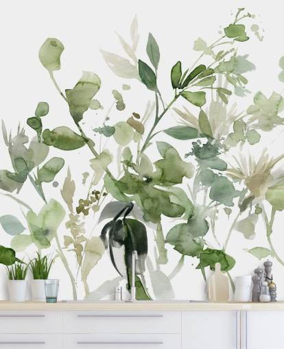Grün-weiße, individuell gestaltbare Gartentapete namens Garden Sage von Carol Robinson für Schlafzimmer oder Lounges Grün-weiße, individuell gestaltbare Gartentapete namens Garden Sage von Carol Robinson für Schlafzimmer oder Lounges