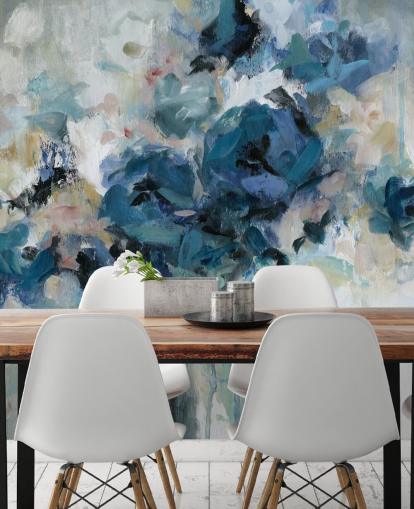 mural de papel pintado floral personalizable azul marino llamado Midnight Splash de Carol Robinson para dormitorio mural de papel pintado floral personalizable azul marino llamado Midnight Splash de Carol Robinson para dormitorio