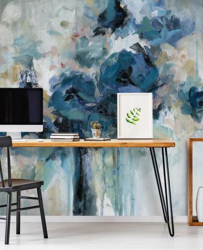 papier peint floral personnalisable bleu marine appelé Midnight Splash par Carol Robinson pour chambre à coucher papier peint floral personnalisable bleu marine appelé Midnight Splash par Carol Robinson pour chambre à coucher