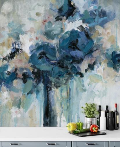 navy blue customisable floral wallpaper mural called Midnight Splash by Carol Robinson for bedroom navy blue customisable floral wallpaper mural called Midnight Splash by Carol Robinson for bedroom