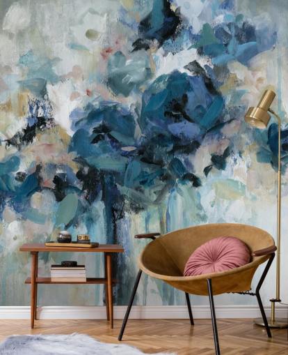 navy blue customisable floral wallpaper mural called Midnight Splash by Carol Robinson for bedroom navy blue customisable floral wallpaper mural called Midnight Splash by Carol Robinson for bedroom