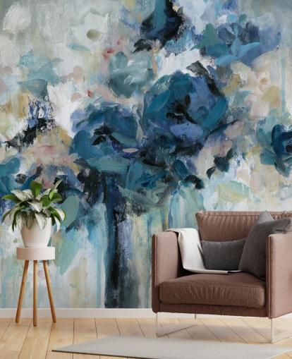 navy blue customisable floral wallpaper mural called Midnight Splash by Carol Robinson for bedroom navy blue customisable floral wallpaper mural called Midnight Splash by Carol Robinson for bedroom