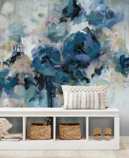 navy blue customisable floral wallpaper mural called Midnight Splash by Carol Robinson for bedroom navy blue customisable floral wallpaper mural called Midnight Splash by Carol Robinson for bedroom