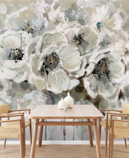 mural de papel de parede floral personalizável cinza chamado Neutral Bouquet de Carol Robinson para quartos mural de papel de parede floral personalizável cinza chamado Neutral Bouquet de Carol Robinson para quartos