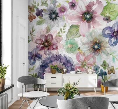 Purple and Pink Flowers Wallpaper