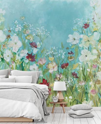 mural colorido de papel de parede de flores personalizado chamado Wildflowers and Lace de Carol Robinson para salas de estar mural colorido de papel de parede de flores personalizado chamado Wildflowers and Lace de Carol Robinson para salas de estar