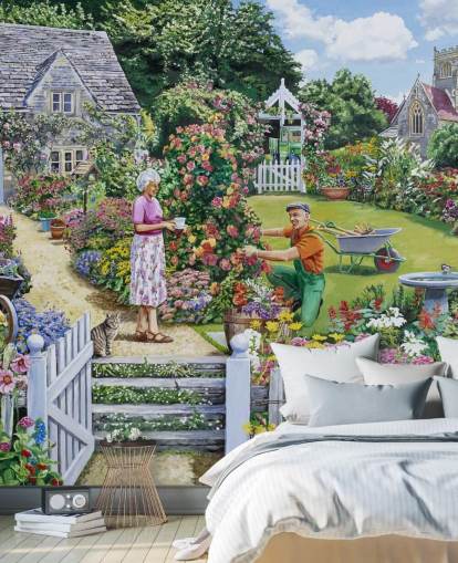 gamle par tendens til deres sommerhus haven tapet gamle par tendens til deres sommerhus haven tapet