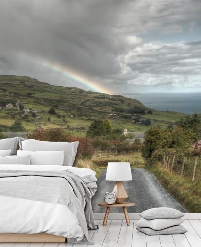 Stormy Rainbow in Countryside Mural Stormy Rainbow in Countryside Mural