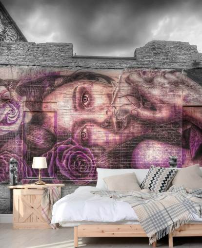 Graffiti meisje behang Graffiti meisje behang