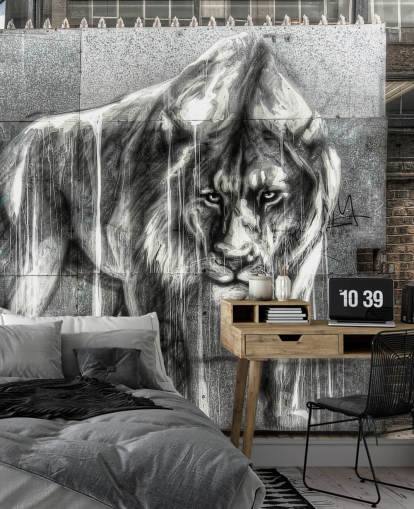 Lion Graffiti väggmålning Lion Graffiti väggmålning