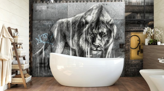 Löwe-Graffiti-Wandgemälde