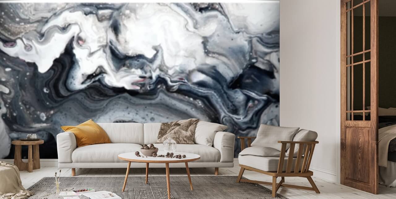 Abstract Marble Blacks Wallpaper Mural | Wallsauce UK