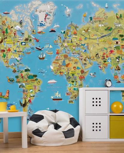 Child Friendly Colourful World Map Wall Mural Child Friendly Colourful World Map Wall Mural