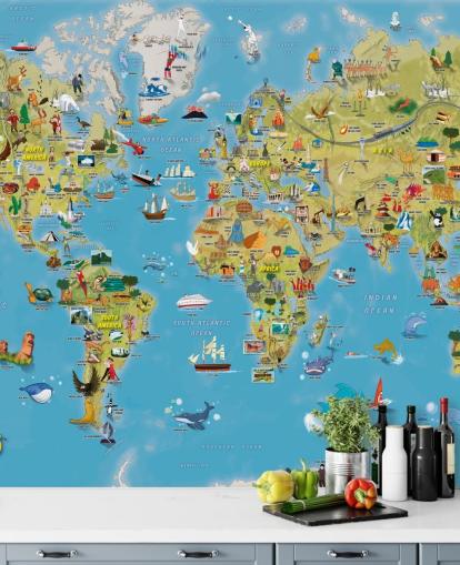 Child Friendly Colorful World Map Wall Mural Child Friendly Colorful World Map Wall Mural