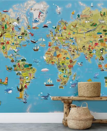 Child Friendly Colorful World Map Wall Mural Child Friendly Colorful World Map Wall Mural