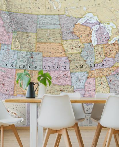 Colourful USA Map Wall Mural Colourful USA Map Wall Mural