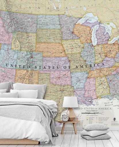 Fargerike USA Kart Veggmaleri Fargerike USA Kart Veggmaleri