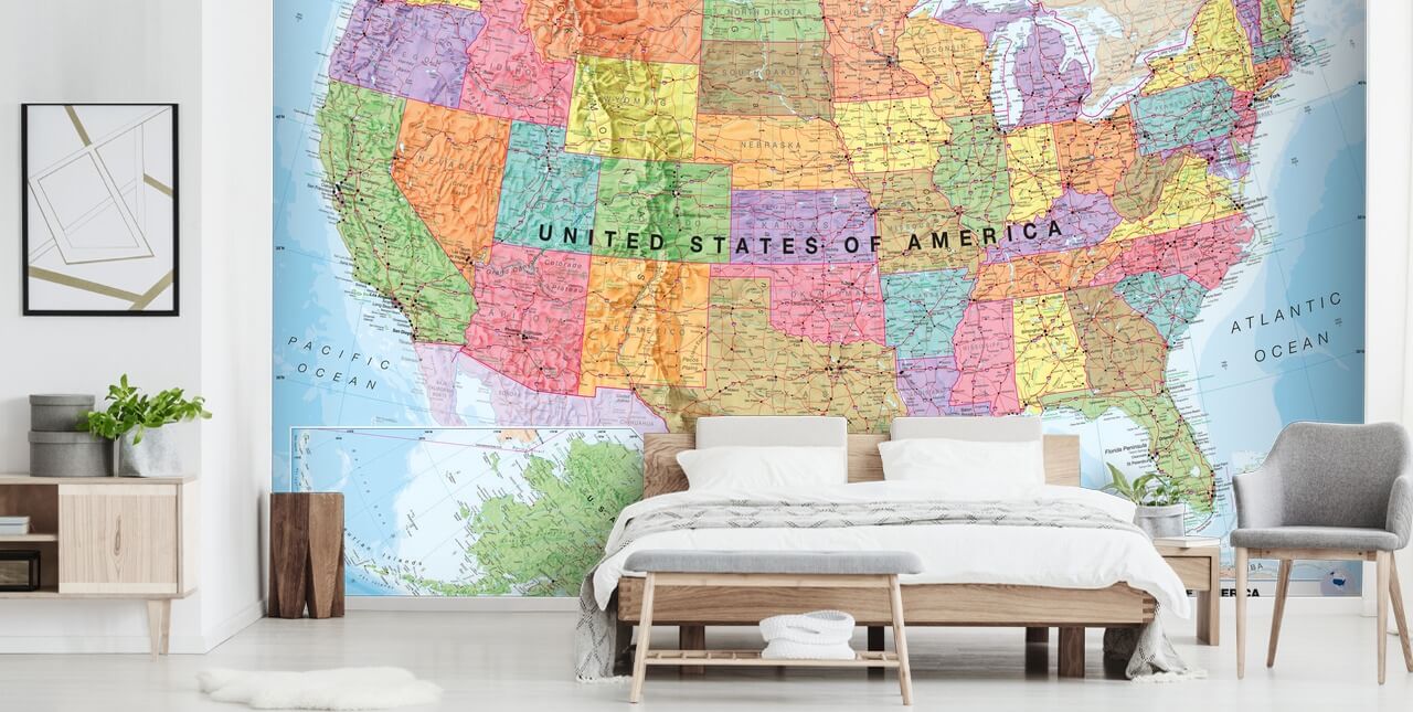 USA Map Colourful Wallpaper