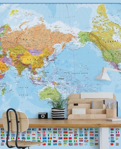 World Map and Flags World Map and Flags