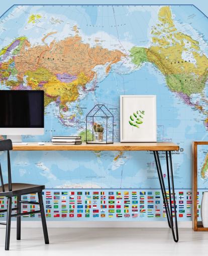 World Map and Flags World Map and Flags