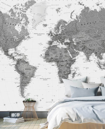 Papier peint carte du monde gris foncé Papier peint carte du monde gris foncé