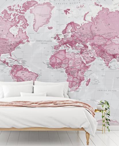 Pink and Gray World Map Wallpaper Pink and Gray World Map Wallpaper