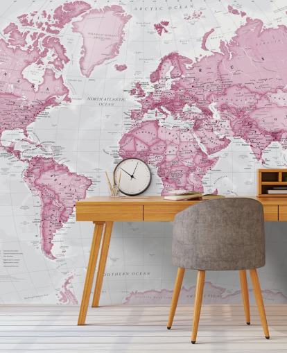 Pink and Gray World Map Wallpaper Pink and Gray World Map Wallpaper