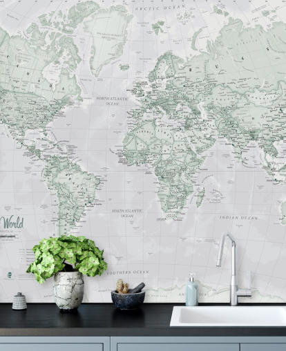 Gray Modern World Map Wallpaper Gray Modern World Map Wallpaper