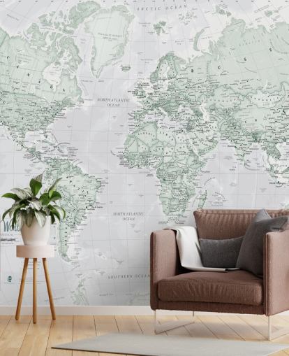 Gray Modern World Map Wallpaper Gray Modern World Map Wallpaper