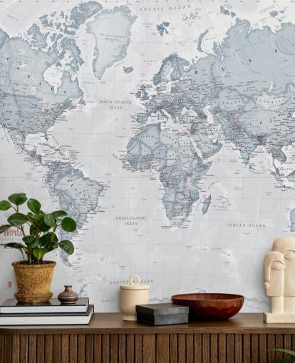 Blaugrüne, anpassbare Weltkarten-Tapete namens World Political Teal für Schlafzimmer, Wohnzimmer und Heimbüros Blaugrüne, anpassbare Weltkarten-Tapete namens World Political Teal für Schlafzimmer, Wohnzimmer und Heimbüros