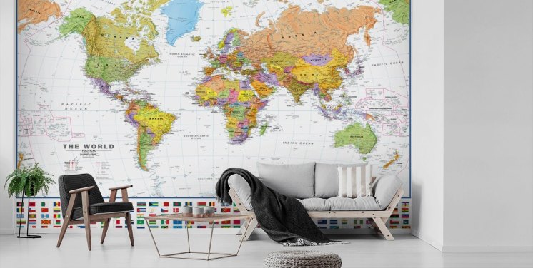 World Map Wallpaper & Wall Murals | Wallsauce US