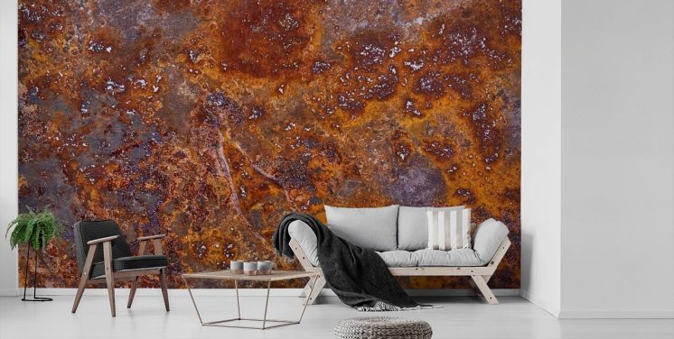 metalen behangmuurschildering genaamd Rust at Wallsauce voor slaapkamers, keukens en kantoren