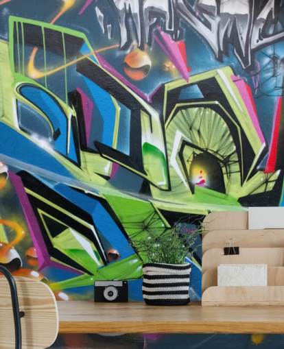 Hoekige behang muurschildering Hoekige behang muurschildering