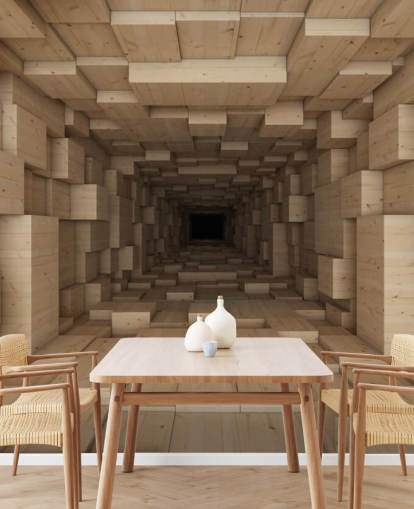brown 3d wallpaper mural called Inside Jenga for bedrooms, hallways and more brown 3d wallpaper mural called Inside Jenga for bedrooms, hallways and more