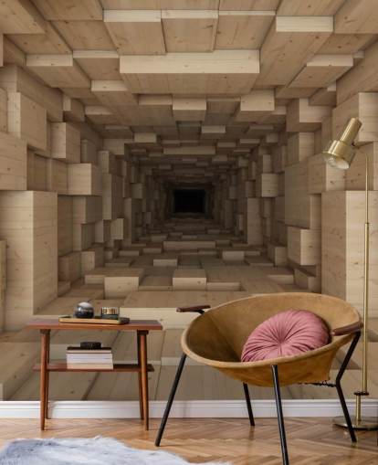 brown 3d wallpaper mural called Inside Jenga for bedrooms, hallways and more brown 3d wallpaper mural called Inside Jenga for bedrooms, hallways and more