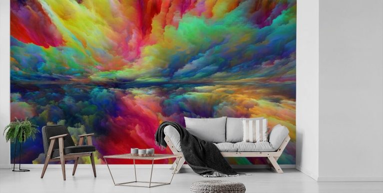  Bright Colors Custom 3D Wall Mural, Abstract Art Mural