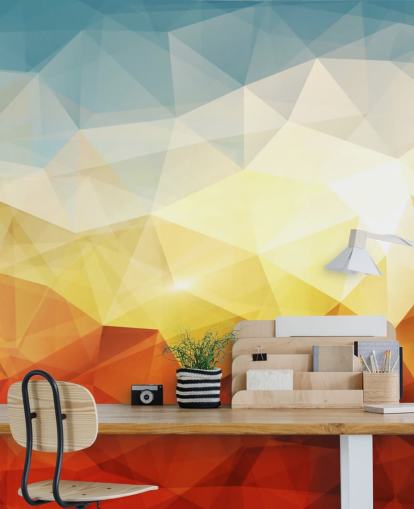 papel pintado de forma abstracta naranja, amarillo y azul papel pintado de forma abstracta naranja, amarillo y azul