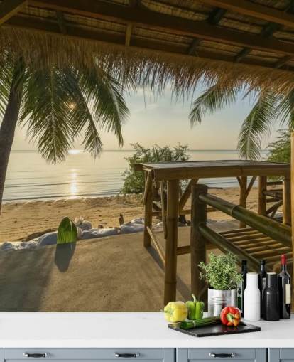 Tropical Island Hut Wallpaper Mural Tropical Island Hut Wallpaper Mural