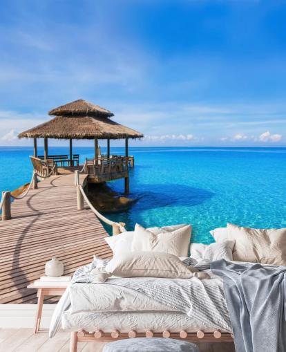 Boardwalk laiturille Taustakuva seinämaalaus Boardwalk laiturille Taustakuva seinämaalaus