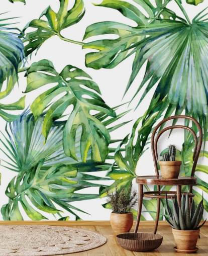 papier peint tropical blanc et vert papier peint tropical blanc et vert