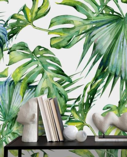 papel de parede tropical branco e verde papel de parede tropical branco e verde